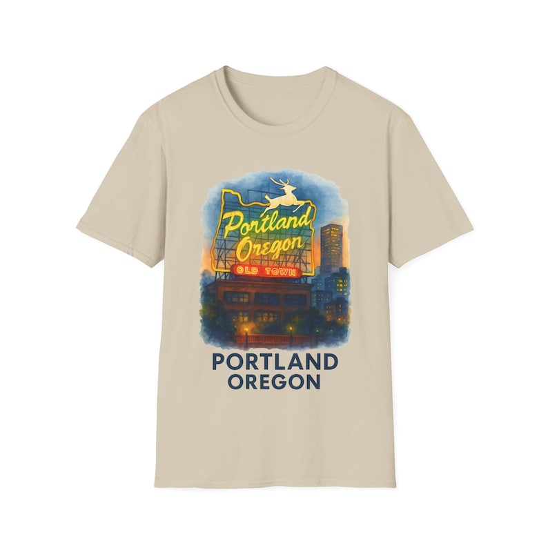 Portland Oregon Softstyle T-Shirt, lässiges T-Shirt, Reise-Souvenir-Shirt - Unisex-Kleidung, trendiges Top, bequemes T-Shirt, Urlaubs-Shirt, Geschenk Bild 1
