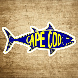 Cape Cod Massachusetts Tuna Fishing Fish Sticker Decal 3.75" x 1.75"