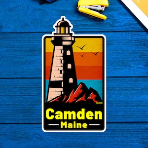 Calcomanía del faro de Camden, Maine, 9,5 cm