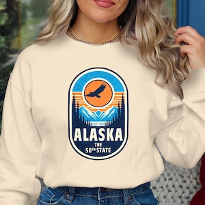 Alaska The 50th State T-Shirt, Vintage Alaska Graphic Tee, Retro Alaska Eagle Shirt, Adventure Lover Gift, Alaska Nature Art Apparel