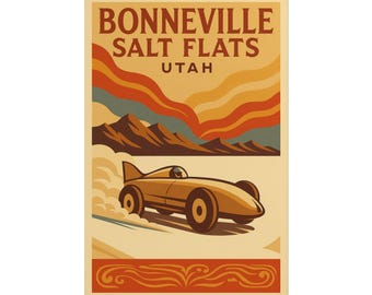 Bonneville Salt Flats Utah Racing Poster rolled poster