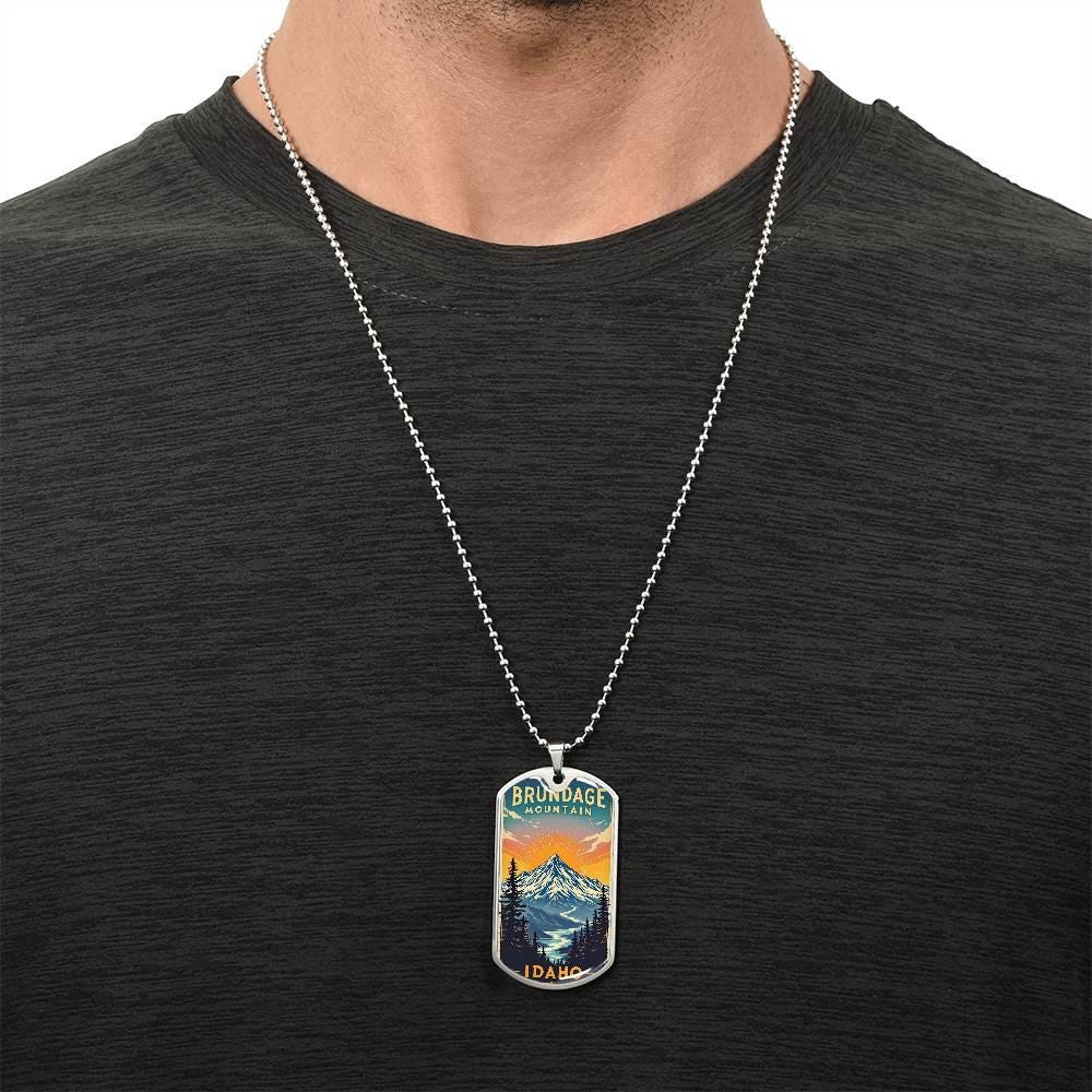 ブランデージ マウンテン アイダホ ドッグタグ ネックレス 刻印入り