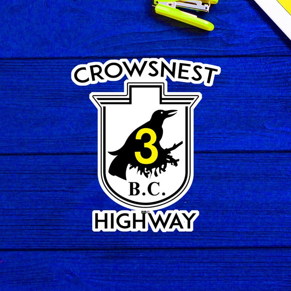 Crowsnest Highway British Columbia Canada 3 Crows Nest BC Sticker 3" x 3.5"