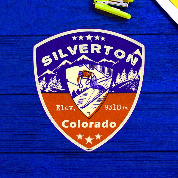 Silverton Colorado Skiing Ski Mountains Skier Sticker 3.25"