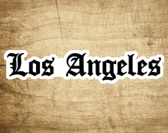 2 Los Angeles California Typography LA Sticker Decal 4" x 7/10" SMALL STICKER
