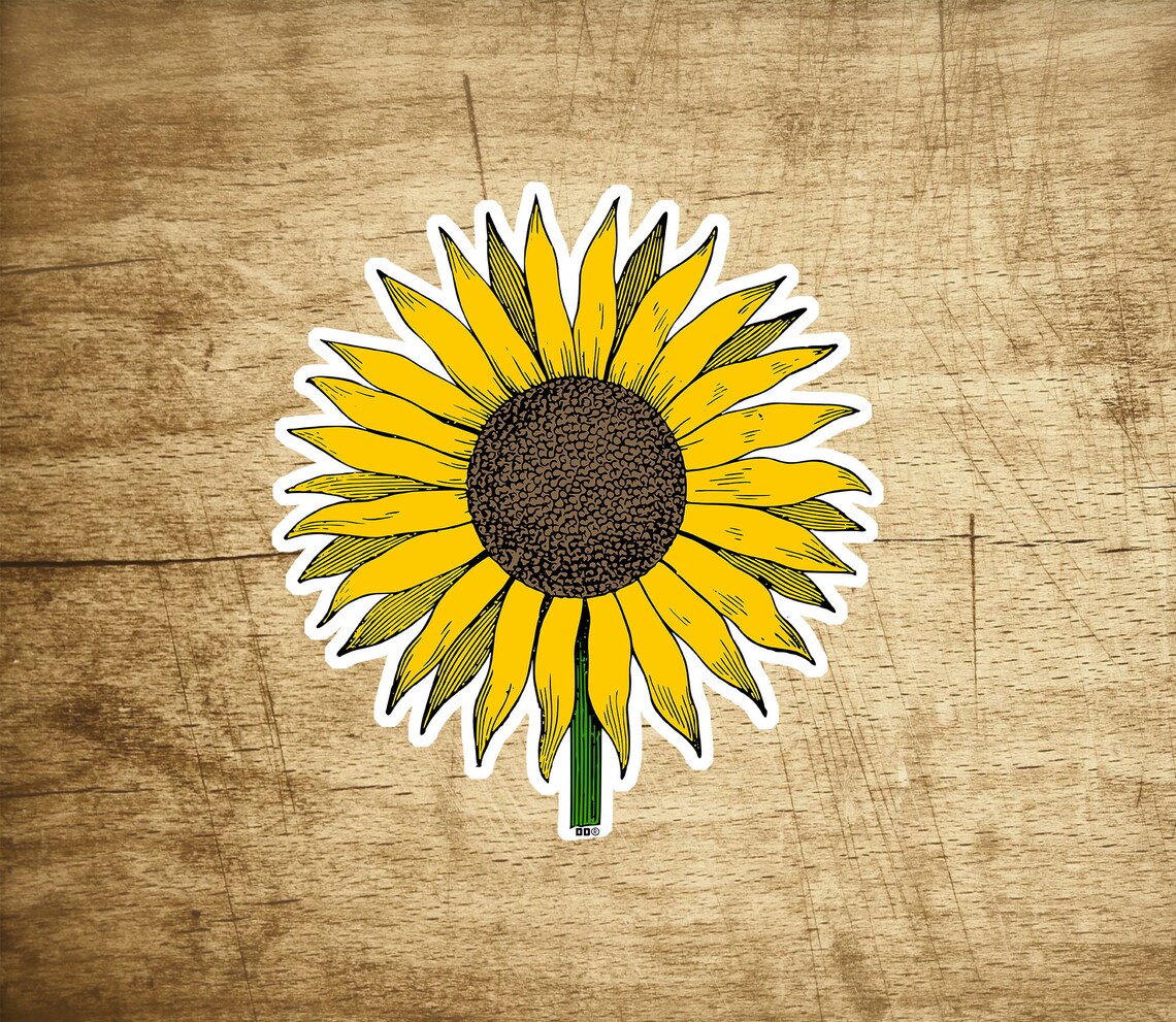 Sunflower Yellow Cute Colorful Flower Sticker Flowers Decal Etsy