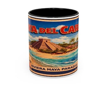 Playa del Carmen Riviera Maya Vintage Travel Poster Mug | Personalized Custom Accent Coffee Mug