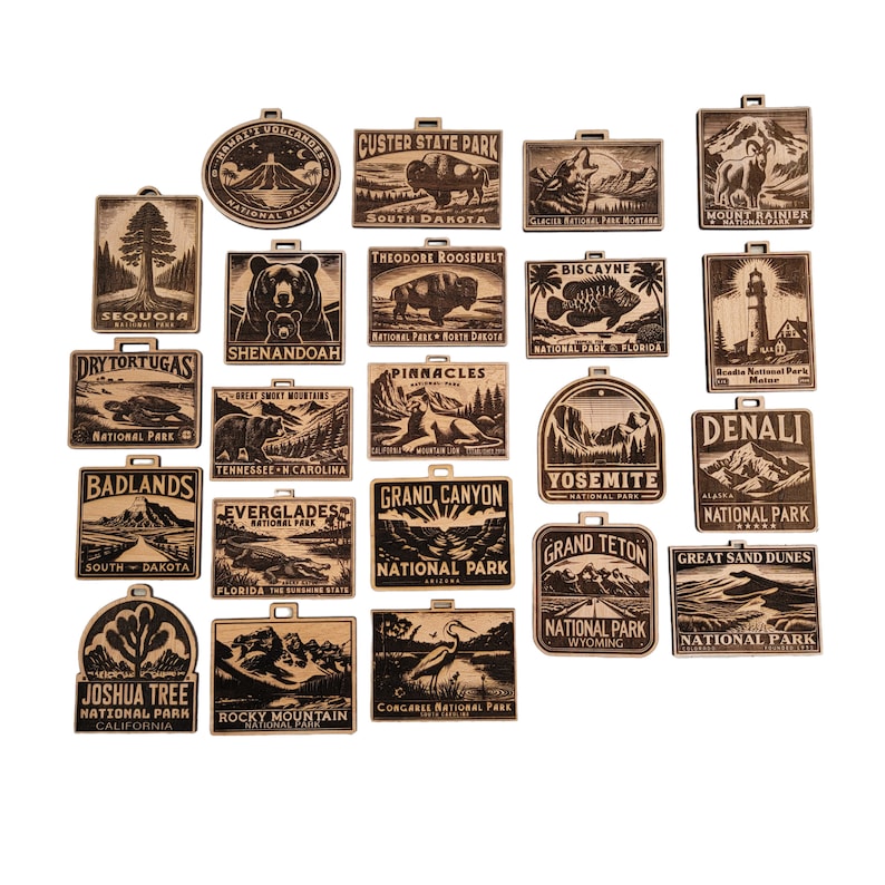 National Park Ornament Wood Christmas Cherry Magnet Made in USA Gift