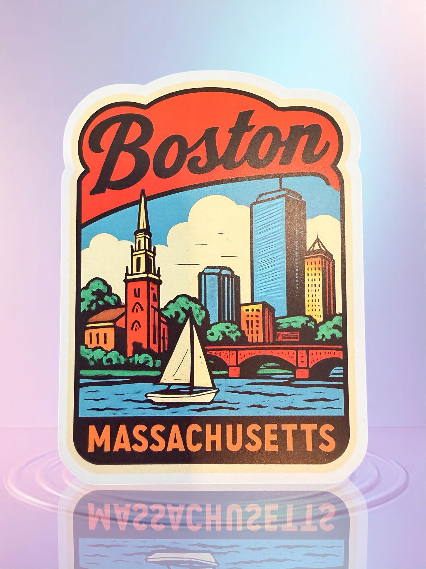 Custom Boston State Sticker Boston Massachusetts Sticker Decal – Vinyl Travel Vacation Souvenir (2. ...