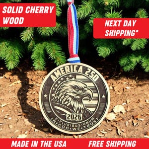 Yosemite National Park Wood Ornament 3" – Solid Cherry Christmas Ornament – California Souvenir – Laser Cut Rustic Park Decor – Made in USA image 4