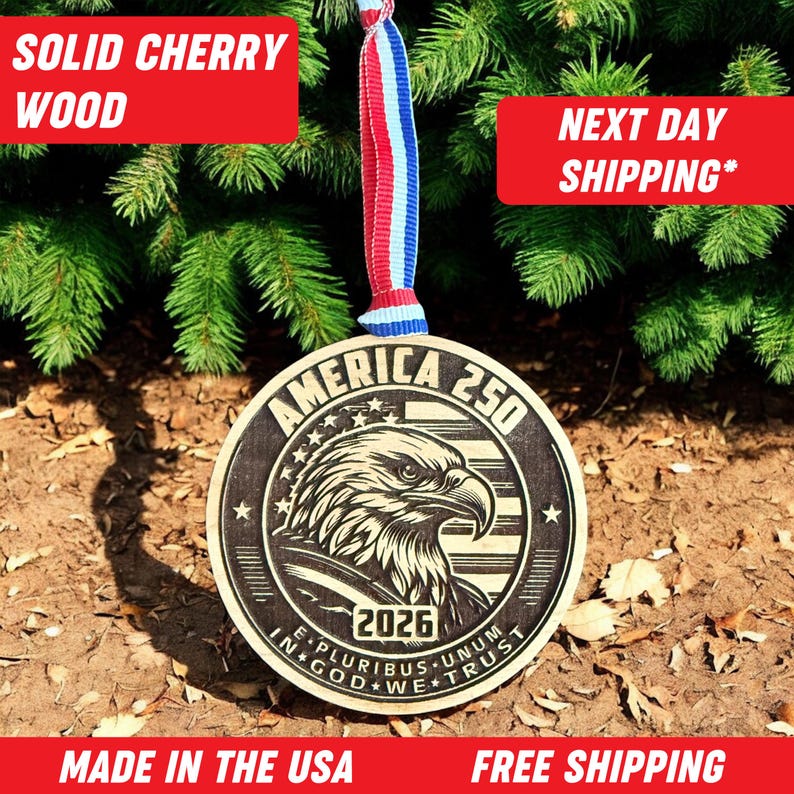 Yosemite National Park Wood Ornament 3" – Solid Cherry Christmas Ornament – California Souvenir – Laser Cut Rustic Park Decor – Made in USA image 4