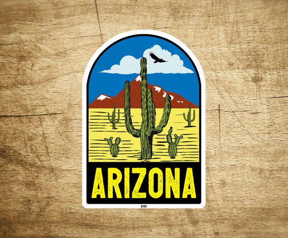 Vintage Style Arizona Cactus State Vinyl Decal Sticker Car Truck Laptop Travel