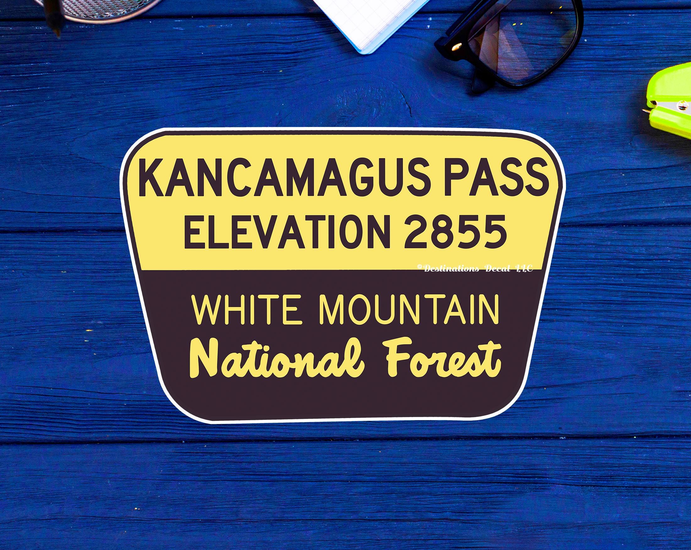 KANCAMAGUS PASS White Mountain National Forest Sticker 3.75"  New Hampshire Sign Decal