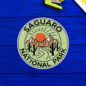 Saguaro National Park Vinyl Decal Sticker Arizona Cactus Mountains 3&quot;