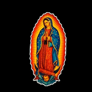 Virgin de Guadalupe, Vinyl Sticker, Religious, Catholic Decor, Festive Decoration, 3&quot; To 5&quot; Catholics Of Mexico Truck Laptop Water Bottle