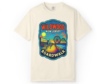 Wildwood Boardwalk T-shirt, Summer Beach Vibes Tee, Unisex Retro T-shirt, Jersey Shore Gift, Fun Apparel for Vacation