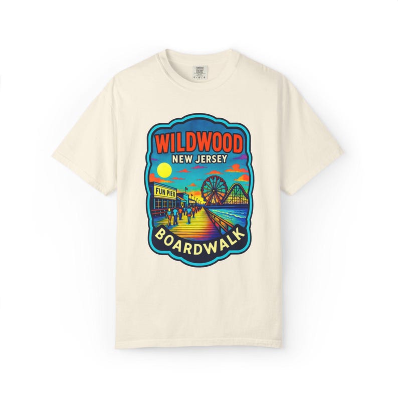 T-shirt Wildwood Boardwalk, T-shirt Summer Beach Vibes, T-shirt rétro unisexe, cadeau Jersey Shore, vêtements amusants pour les vacances image 1
