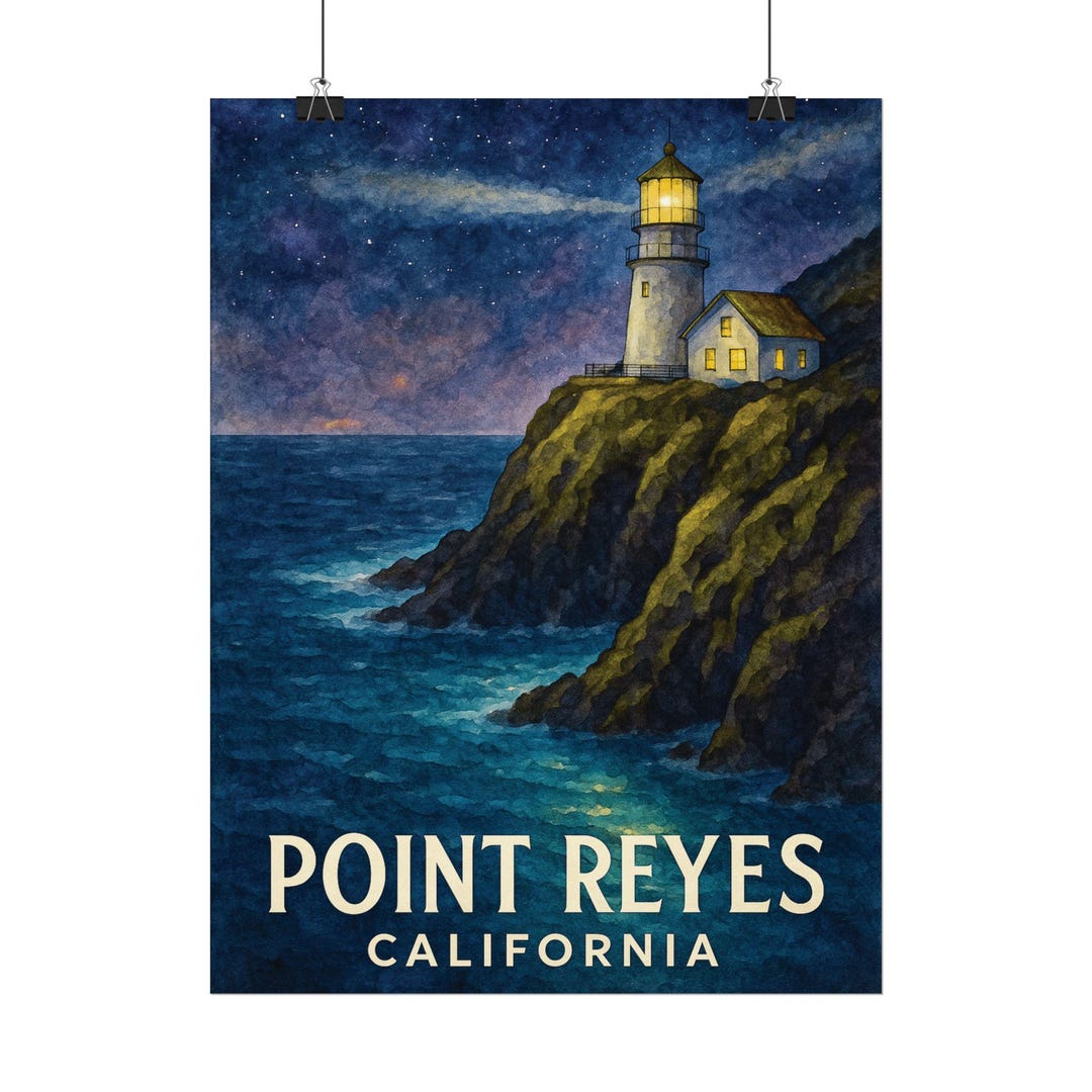 Point Reyes Poster Point Reyes California Night Skyline Rolled Posters Souvenir Travel ...