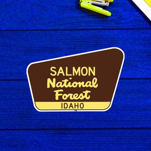 Calcomanía de vinilo del Bosque Nacional Salmon (9,5 x 6,35 cm) para parques de Idaho