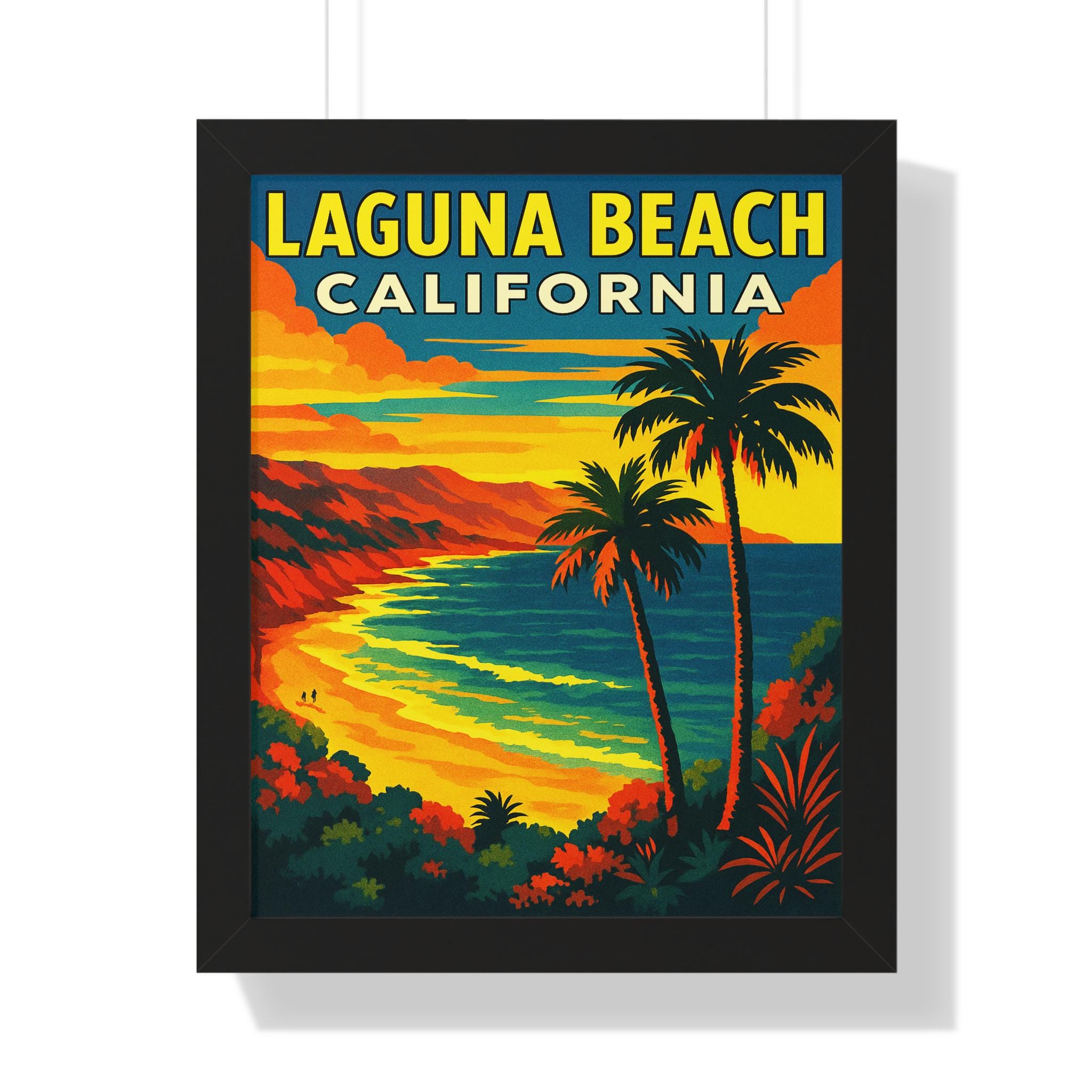 Laguna Beach Framed Vertical Poster, Vintage California Art Print