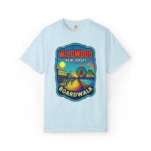 T-shirt Wildwood Boardwalk, T-shirt Summer Beach Vibes, T-shirt rétro unisexe, cadeau Jersey Shore, vêtements amusants pour les vacances image 7