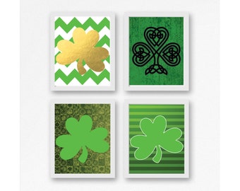 5 St. Patrick's Day Shamrock Prints 8x10 Printable Art Print Wall Art Saint Patrick's Day Instant Download Printable Green Gold