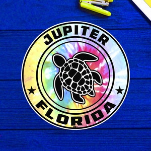 Jupiter Florida Beach Sticker Decal 3&quot; Vinyl Sea Turtle