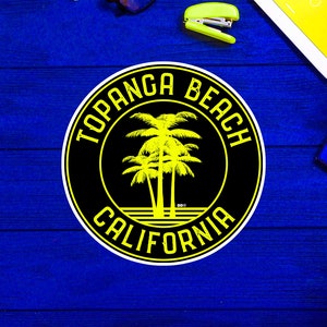 3&quot; Topanga Beach California Decal Sticker Palm Trees Vinyl
