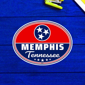Memphis Tennessee Euro Oval Sticker 4&quot; x 3&quot;