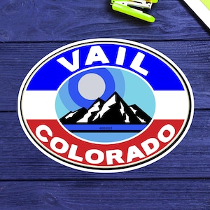 Adesivo de vinil para esqui, snowboard, Vail Colorado, 3,75&quot;