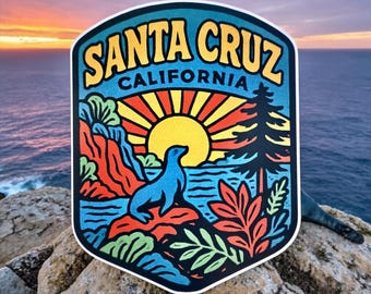 Santa Cruz California Surfing Sticker – Vacation Travel Souvenir Vinyl Decal