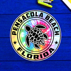 Pensacola Beach Florida Beach Sticker Decal 3&quot; Vinyl Sea Turtle