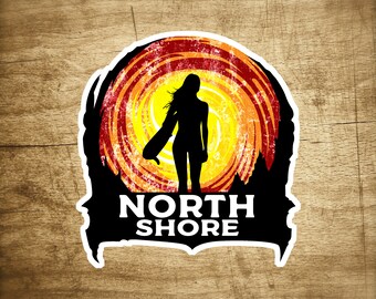 Surf North Shore Hawaii 3" Sticker Decal Oahu Surfing Laptop Bumper