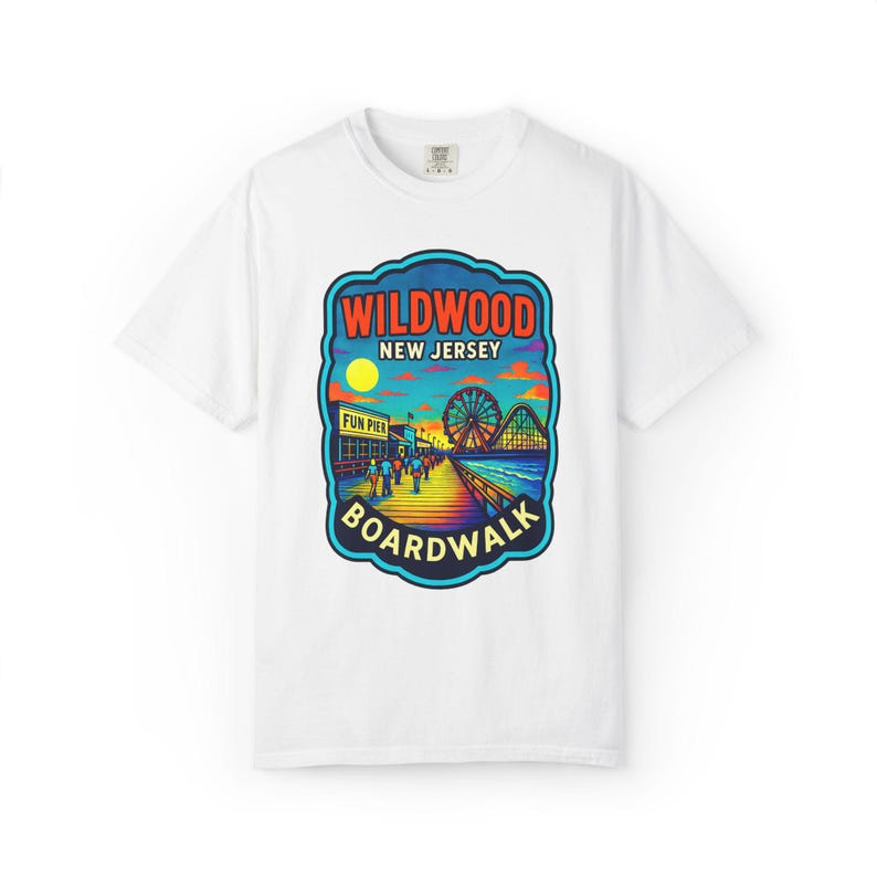 T-shirt Wildwood Boardwalk, T-shirt Summer Beach Vibes, T-shirt rétro unisexe, cadeau Jersey Shore, vêtements amusants pour les vacances image 2