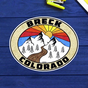 Ski Breck Colorado Skiing Decal Sticker 3.5&quot; x 2.75&quot; Vinyl Laptop Bumper Luggage Breckenridge