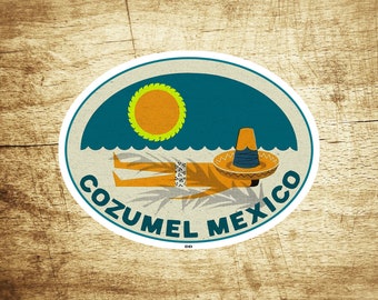 Cozumel Mexico Vintage Travel Sticker Decal 3.75" Laptop Bumper