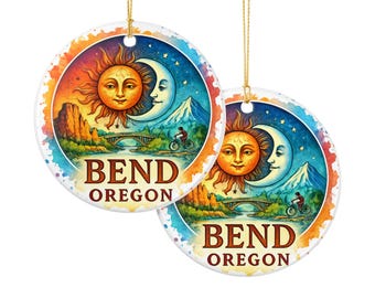 Sun and Moon Bend Oregon Ornament Vacation Travel Souvenir