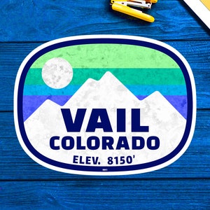 Adesivo de esqui Vail Colorado 3,6&quot; x 2,75&quot; para esqui de snowboard