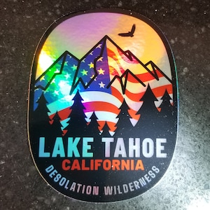 Lake Tahoe California Nevada Decal Hologram Sticker 2.8&quot; X 3.75&quot; Holographic