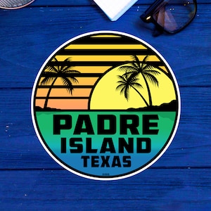 Padre Island Beach Texas Surf Decal Sticker 3" Vinyl TX