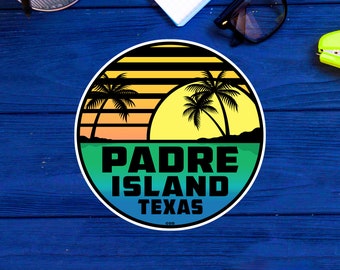 Padre Island Beach Texas Surf Decal Sticker 3" Vinyl TX