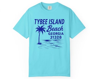 Tybee Island Beach T-shirt, uniseks kledingstukgeverfd T-shirt voor zomer, vakantie Georgia Savannah - Ocean Lover Gift, Coastal Apparel, Georgia