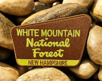 White Mountain National Forest Patch Embroidered 3.75" x 2.5" New Hampshire Iron On Or Sew On NEW