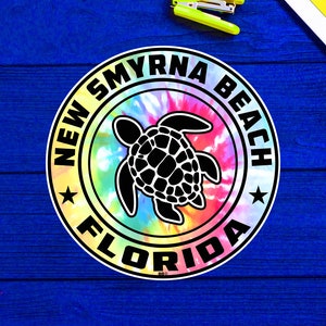 New Smyrna Beach Florida Beach Sticker Decal 3&quot; Vinyl Sea Turtle
