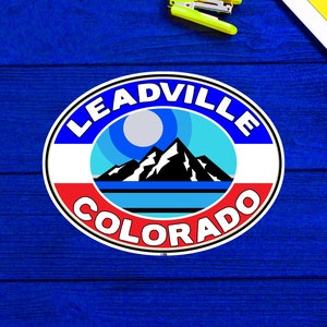 Leadville Colorado Skiing Decal Sticker 3.75&quot; Vinyl Laptop Bumper Luggage