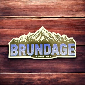 Calcomanía de montaña Brundage, calcomanía McCall para vacaciones, 3.75&quot;, vinilo de esquí de Idaho, regalo de recuerdo, vacaciones de esquí