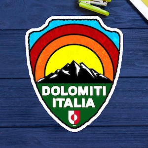 Ski Dolomiti Italia Decal Sticker Vinyl 3.25&quot; x 2.75&quot; Dolomites Italy Skiing