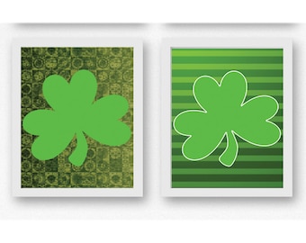 2 St. Patrick's Day Shamrock Prints 8x10 Printable Art Print Wall Art Saint Patrick's Day Instant Download Printable Green Gold
