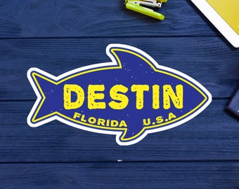 Destin Florida Fish Decal Sticker 3.9&quot; X 2&quot;