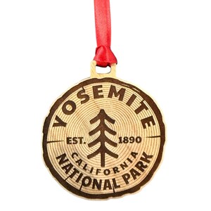 Yosemite National Park Wood Ornament 3" – Solid Cherry Christmas Ornament – California Souvenir – Laser Cut Rustic Park Decor – Made in USA image 7